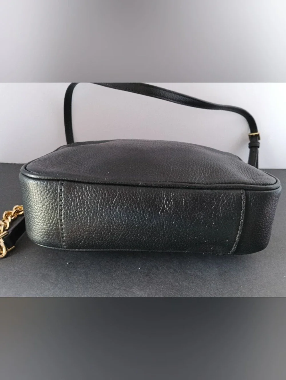 Michael Kors Black Leather Crossbody with Gold Chain Strap